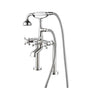 Barclay - Deck Mount Filler w/HandShower 6''Straight Bdy,Cross Hndl,BN - Brushed Nickel