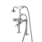 Barclay - Deck Mount Filler w/HandShower 6''Straight Bdy,Cross Hndl,CP - Polished Chrome
