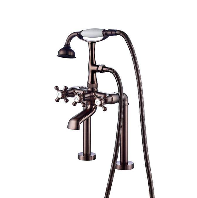Barclay - Deck Mount Filler w/HandShower 6''Straight Bdy,Cross Hndl,ORB - Oil Rubbed Bronze