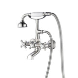 Barclay - Wall Mount Filler w/HandShower 6''Straight Bdy,Cross Hndl,BN - Brushed Nickel