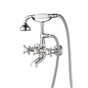 Barclay - Wall Mount Filler w/HandShower 6''Straight Bdy,Cross Hndl,BN - Brushed Nickel