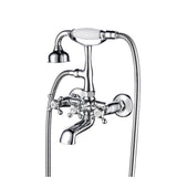 Barclay - Wall Mount Filler w/HandShower 6''Straight Bdy,Cross Hndl,CP - Polished Chrome