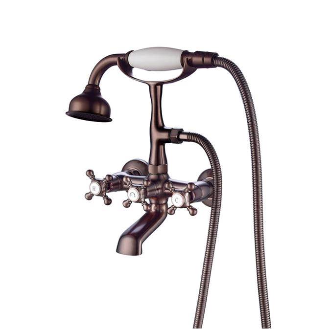 Barclay - Wall Mount Filler w/HandShower 6''Straight Bdy,Cross Hndl,ORB - Oil Rubbed Bronze
