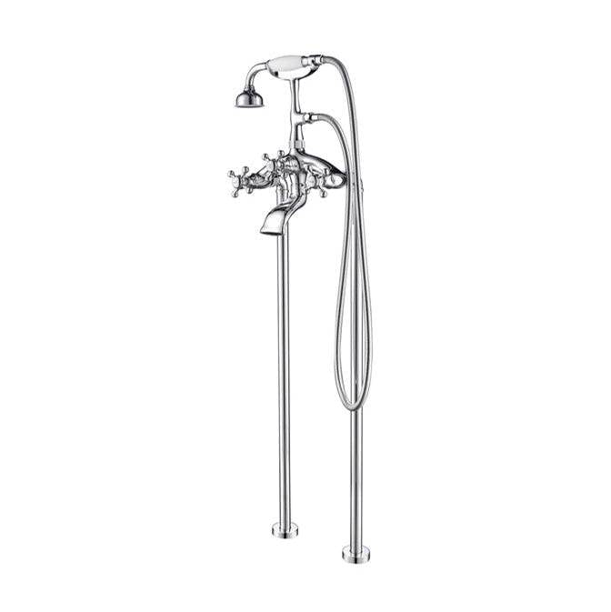 Barclay - Freestanding Tub Faucet W/Hand Shower, 8'' Curved Body,CP - Polished Chrome