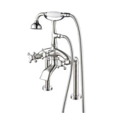 Barclay - Deck Mount Filler w/HandShower 8'' Curved Bdy,Cross Hndl,BN - Brushed Nickel