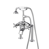 Barclay - Deck Mount Filler w/HandShower 8'' Curved Bdy,Cross Hndl,CP - Polished Chrome