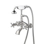 Barclay - Wall Mount Filler w/HandShower 8'' Curved Bdy,Cross Hndl,BN - Brushed Nickel