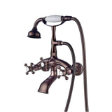 Barclay - Wall Mount Filler w/HandShower 8'' Curved Bdy,Cross Hndl,ORB - Oil Rubbed Bronze