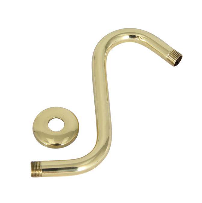 Barclay - 10'' Offset Shower Arm W/Flange x-Hvy 20.5 MM,Solid Brass,PB - Polished Brass