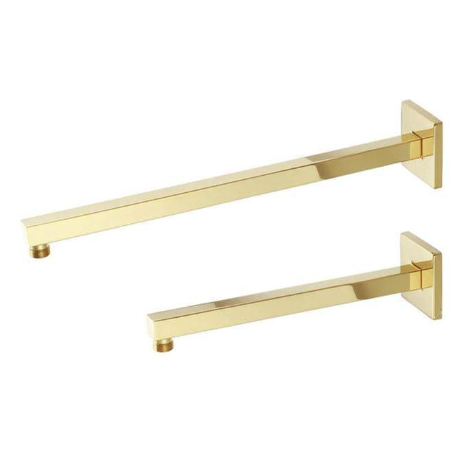 Barclay - 12'' Wallmount Modern Square Shower Arm Tube w/Flange,PB - Polished Brass