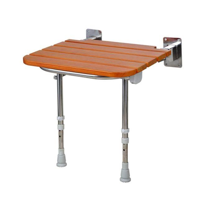 Barclay - 19'' Wooden Wall Mounted Shower Seat with Legs