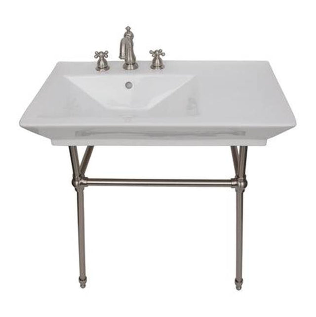Barclay - Opulence Console 31-1/2'', Rect Bowl, 4'' CC, White, PN Stand - Polished Nickel