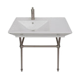 Barclay - Opulence Console 31-1/2'', Rect Bowl, 8'' WS, White, BN Stand - Brushed Nickel