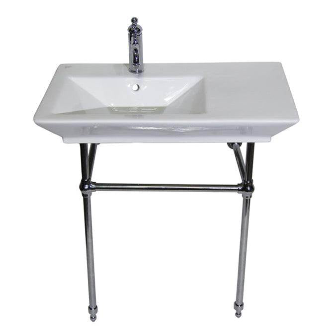 Barclay - Opulence Console 31-1/2'', Rect Bowl, 8'' WS, White, CP Stand - Polished Chrome