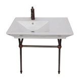 Barclay - Opulence Console 31-1/2'', Rect Bowl, 8'' WS, White, ORB Stand - Oil Rubbed Bronze