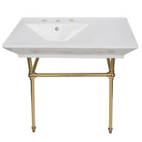 Barclay - Opulence Console 31-1/2'', Rect Bowl, 8'' WS, White, PB Stand - Polished Brass