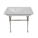 Barclay - Opulence Console 31-1/2'', Rect Bowl, 8'' WS, White, PN Stand - Polished Nickel