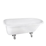 Barclay - Atlin Acrylic Roll Top WH 67'', 3-3/8'' Holes, WH Feet - White