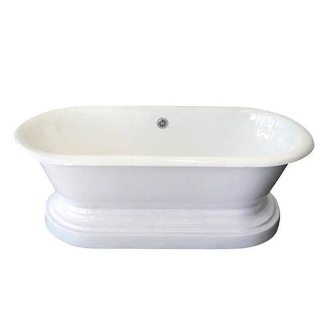 Barclay - Duet Cast Iron Dbl Roll Tub WH w/base, 66'', 7'' Holes - White