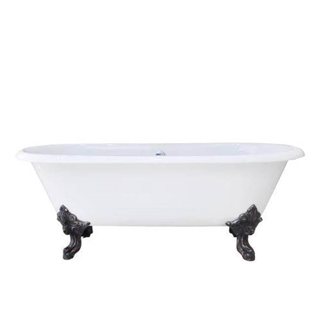 Barclay - Gallagher CI 72'' Dbl Roll Tub No Holes, WH Feet - White