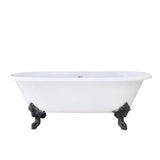 Barclay - Gallagher CI 72'' Dbl Roll Tub No Holes, WH Feet - White