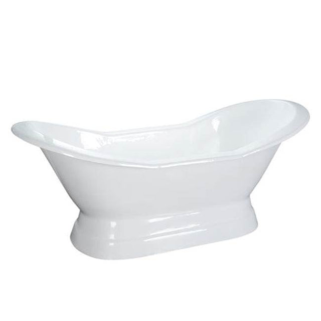 Barclay - Oxnard Cast Iron Dbl Slipper w/ base, 72'', WH, No Holes - White
