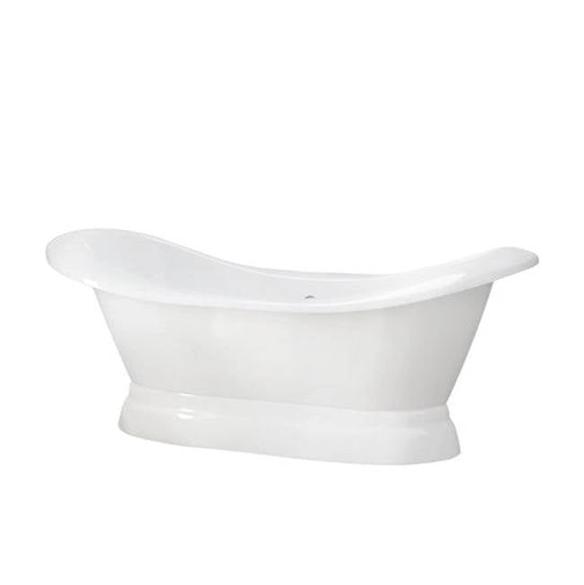 Barclay - Marshall 71'' Cast Iron tub Dbl Slipper w/ base, No Holes - White