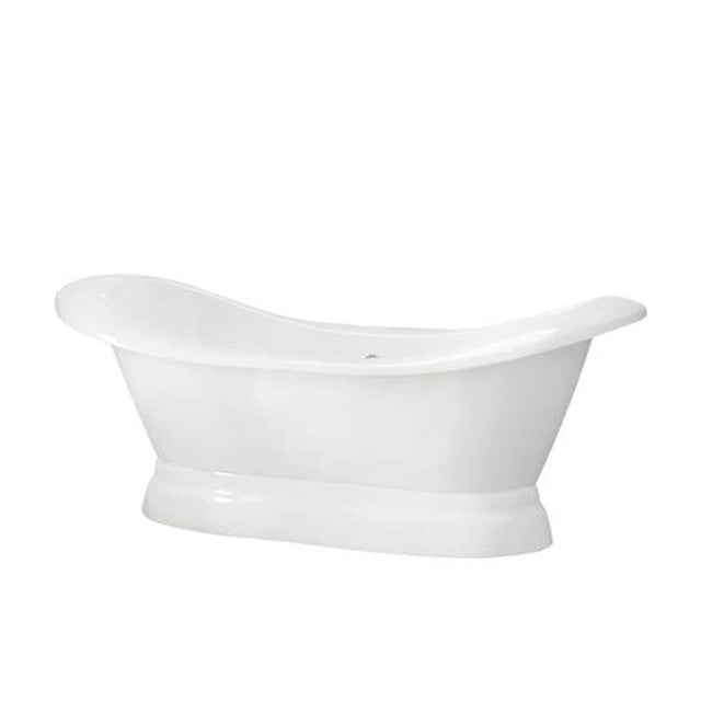 Barclay - Marshall 71'' Cast Iron tub Dbl Slipper w/ base, No Holes - White