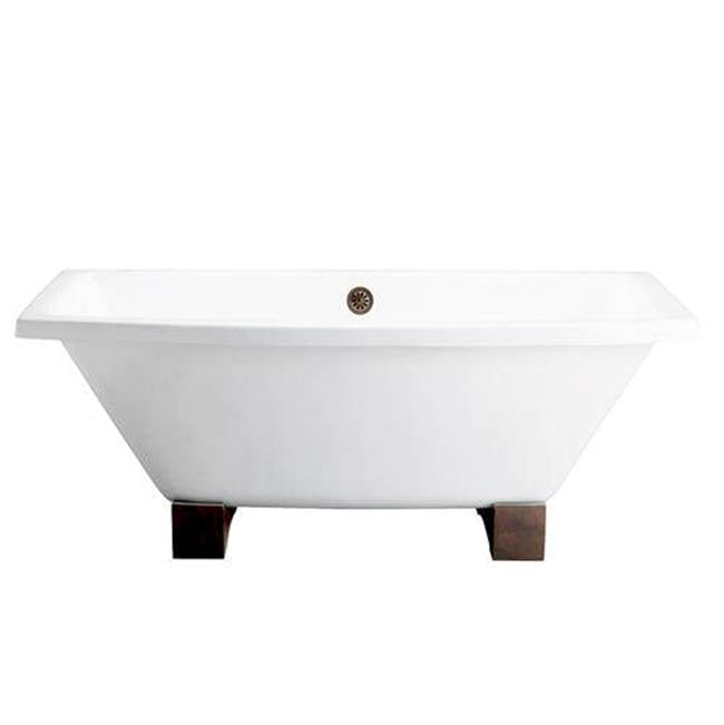 Barclay - Athens Cast Iron Tub WH, 67'', 7'' Holes, Wooden Block Feet - White