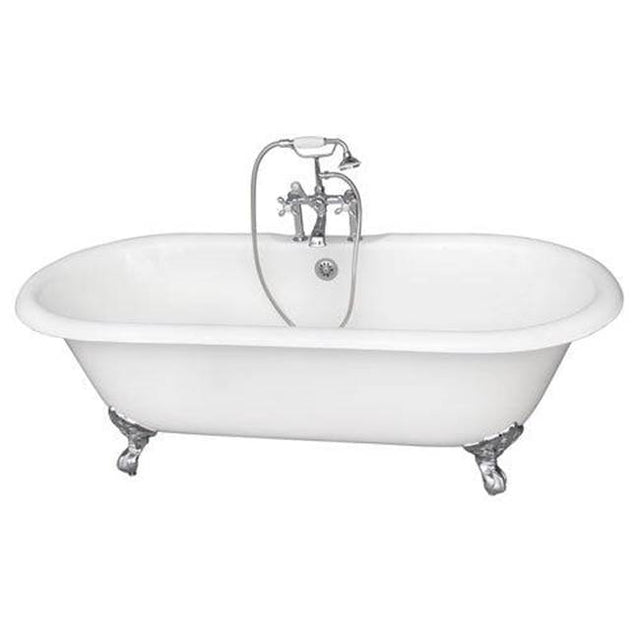 Barclay - Tub Kit 67'' CI Dbl Roll Top Filler, Supplies, Drain-Chrome - Polished Chrome