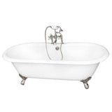 Barclay - Tub Kit 67'' CI Dbl Roll Top Filler, Supplies, Drain-BrNkl - Satin Nickel