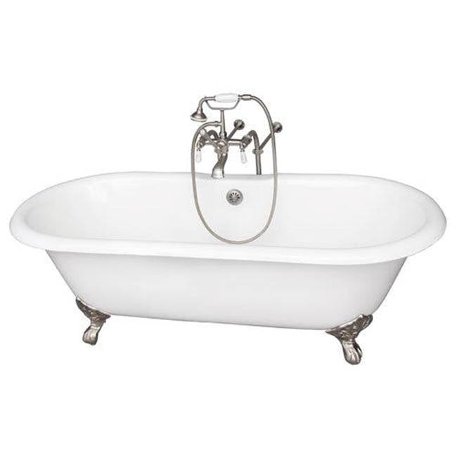 Barclay - Tub Kit 67'' CI Dbl Roll Top Filler, Supplies, Drain-BrNkl - Satin Nickel