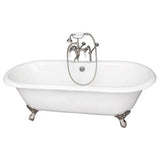 Barclay - Tub Kit 67'' CI Dbl Roll Top Filler, Supplies, Drain-BrNkl - Satin Nickel