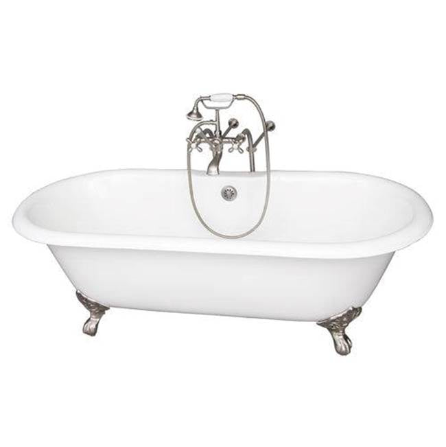 Barclay - Tub Kit 67'' CI Dbl Roll Top Filler, Supplies, Drain-BrNkl - Satin Nickel