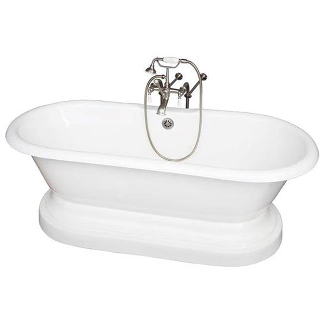 Barclay - Tub Kit 67'' CI Dbl Roll Top Base,Filler,Supplies,Drain-SN - Satin Nickel