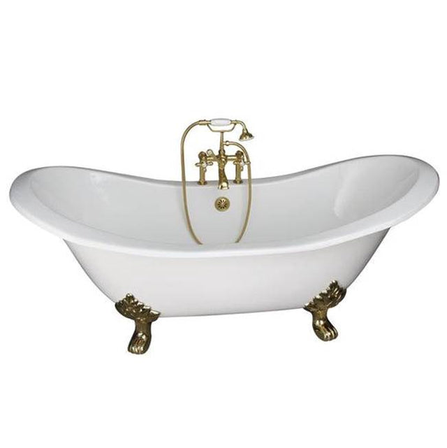 Barclay - Tub Kit 71'' CI Dbl Slipper, Filler, Supplies, Drain-PB - Polished Brass