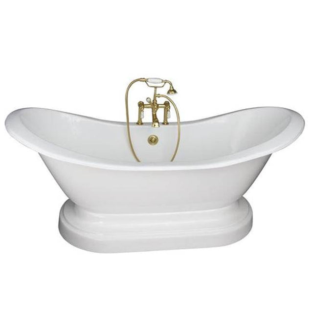 Barclay - Tub Kit 71'' CI Dbl Slipper, Filler, Supplies, Drain- PB - Polished Brass