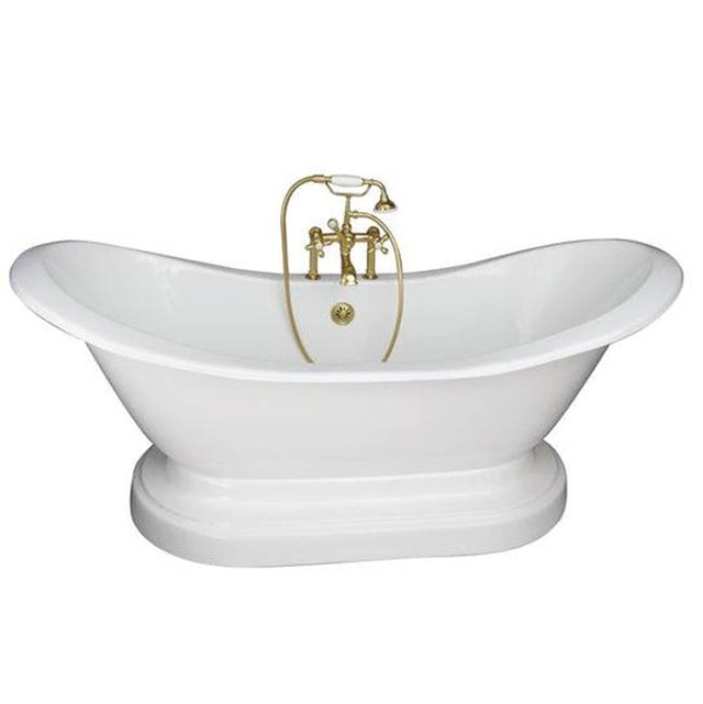 Barclay - Tub Kit 71'' CI Dbl Slipper, Filler, Supplies, Drain- PB - Polished Brass
