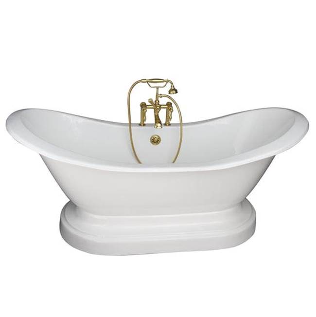 Barclay - Tub Kit 71'' CI Dbl Slipper, Filler, Supplies, Drain- PB - Polished Brass