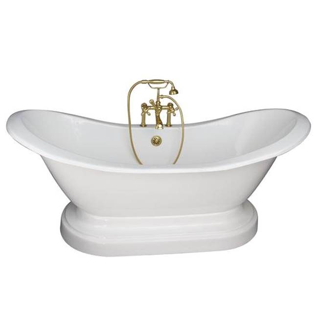 Barclay - Tub Kit 71'' CI Dbl Slipper, Filler, Supplies, Drain- PB - Polished Brass