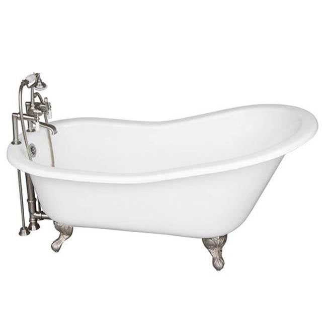 Barclay - Tub Kit 60'' CI Slipper, Tub Filler, Supplies, Drain-BrNkl - Satin Nickel