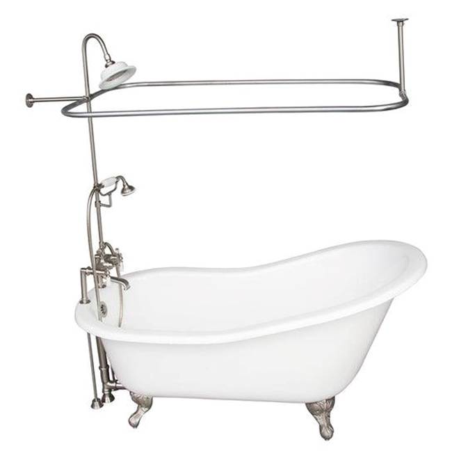 Barclay - Tub Kit 60'' CI Slipper, Shwr Unit, Supplies, Drain-BrNkl - Satin Nickel