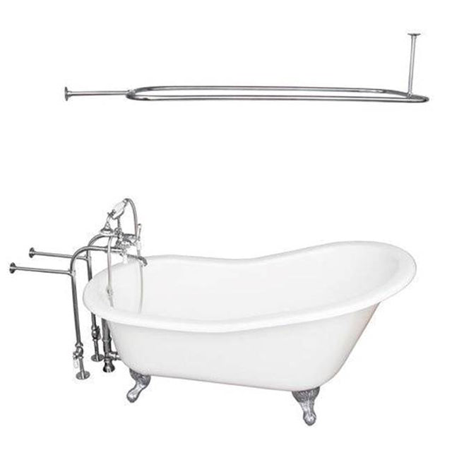 Barclay - Tub Kit 60'' CI Slipper, Shwr Rd,Filler,Supplies, Drain-Chrm - Polished Chrome