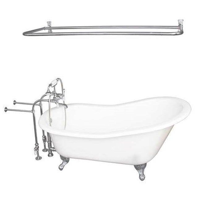 Barclay - Tub Kit 60'' CI Slipper, Shwr Rd,Filler,Supplies, Drain-Chrm - Polished Chrome