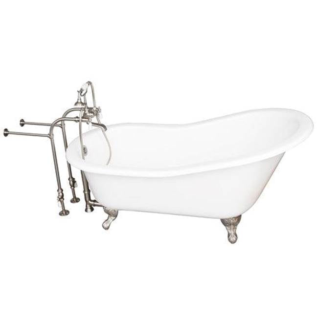 Barclay - Tub Kit 60'' CI Slipper, Tub Filler, Supplies, Drain-BrNkl - Satin Nickel