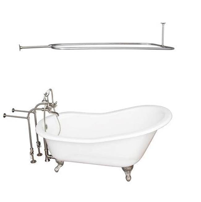 Barclay - Tub Kit 60'' CI Slipper, Shwr Rd,Filler,Supplies,Drain-BrNkl - Satin Nickel