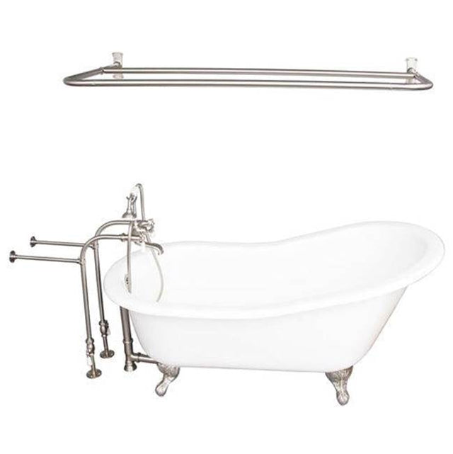 Barclay - Tub Kit 60'' CI Slipper, Shwr Rd,Filler,Supplies,Drain-BrNkl - Satin Nickel