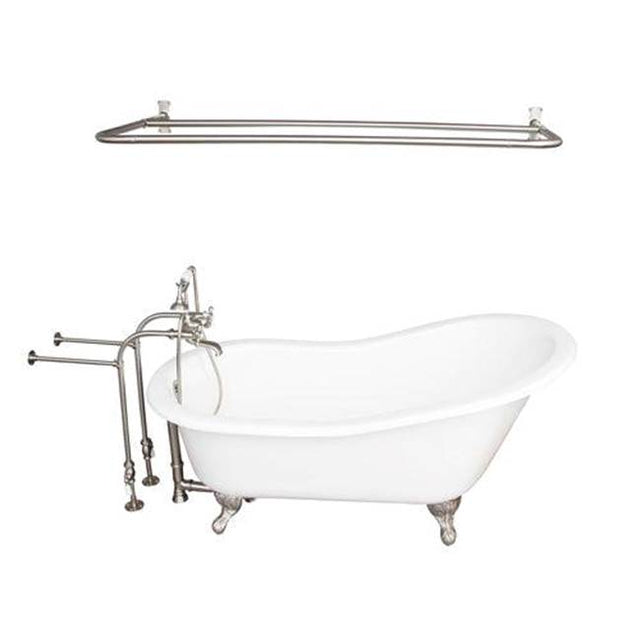 Barclay - Tub Kit 60'' CI Slipper, Shwr Rd,Filler,Supplies,Drain-BrNkl - Satin Nickel