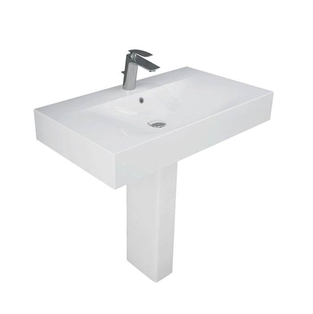 Barclay - Des 610 Pedestal Lavatory 8'' Widespread, White - White