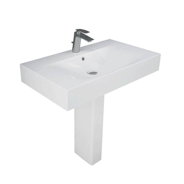 Barclay - Des 810 Pedestal Lavatory 4'' Centerset , White - White